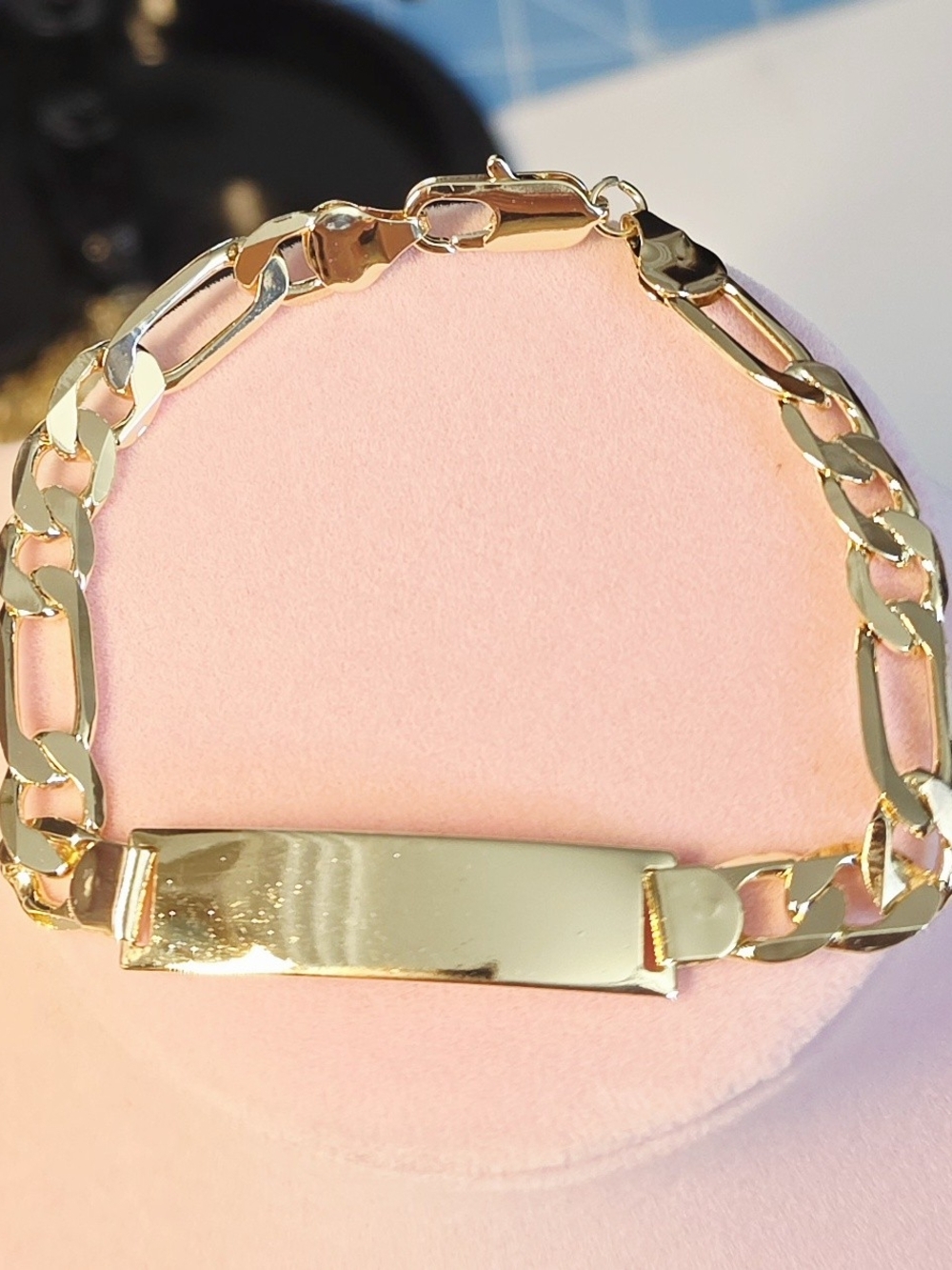 14kGold Plated Figaro ID Bracelet